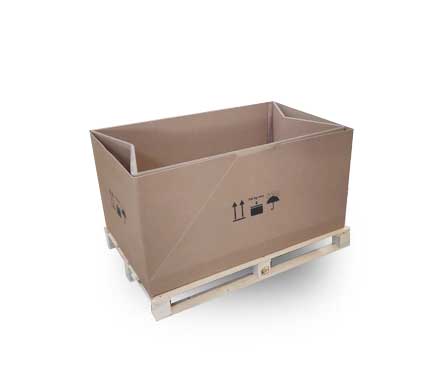 Cardboard container with lid on EUR pallet